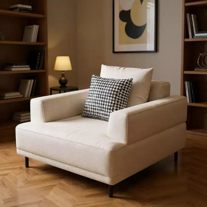 Gaoyangjiaju 40.5 Oversized Modern Armchair, Cotton Linen Accent Chair with Patterned Pillow