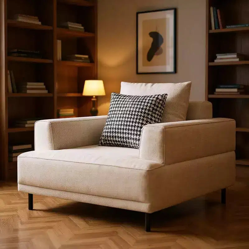 Gaoyangjiaju 40.5 Oversized Modern Armchair, Cotton Linen Accent Chair with Patterned Pillow