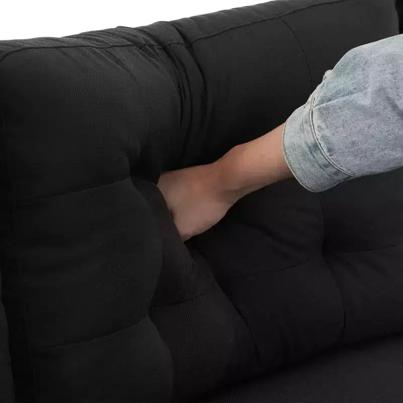 Karl Home |110 in. W Pillow Top Arm Chellie 4-Seat U-shaped Tufed Sofa in Gray