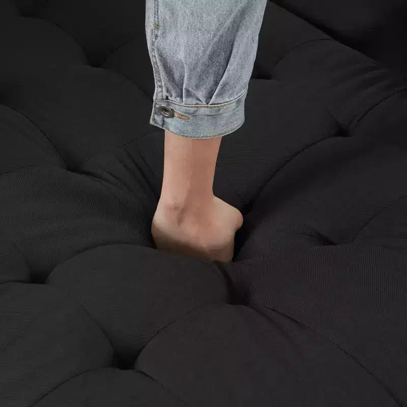 Karl Home |110 in. W Pillow Top Arm Chellie 4-Seat U-shaped Tufed Sofa in Gray