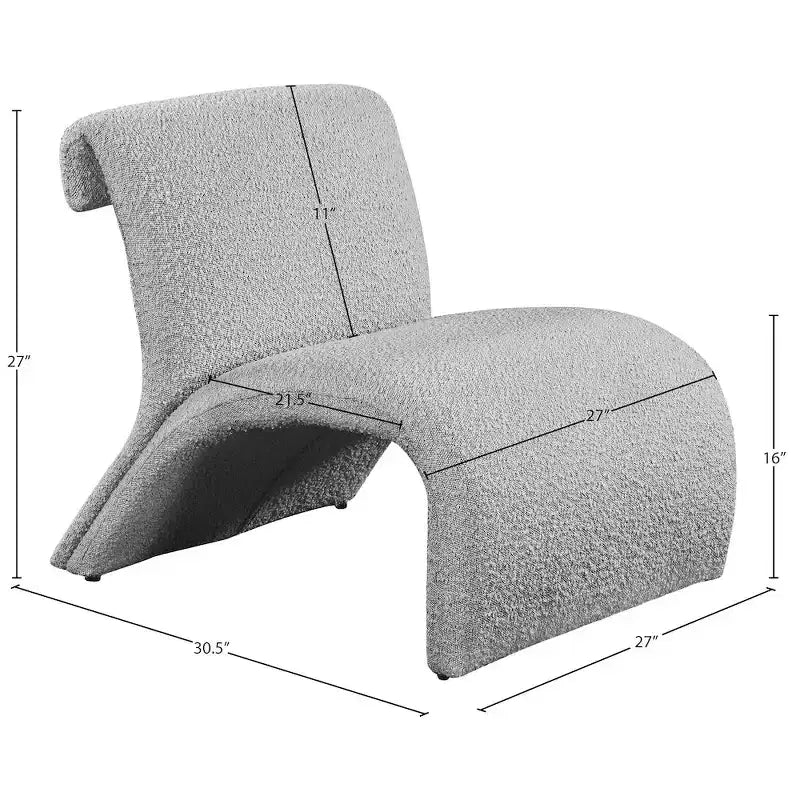 Meridian Furniture,Mulberry Boucle Fabric Accent Chair