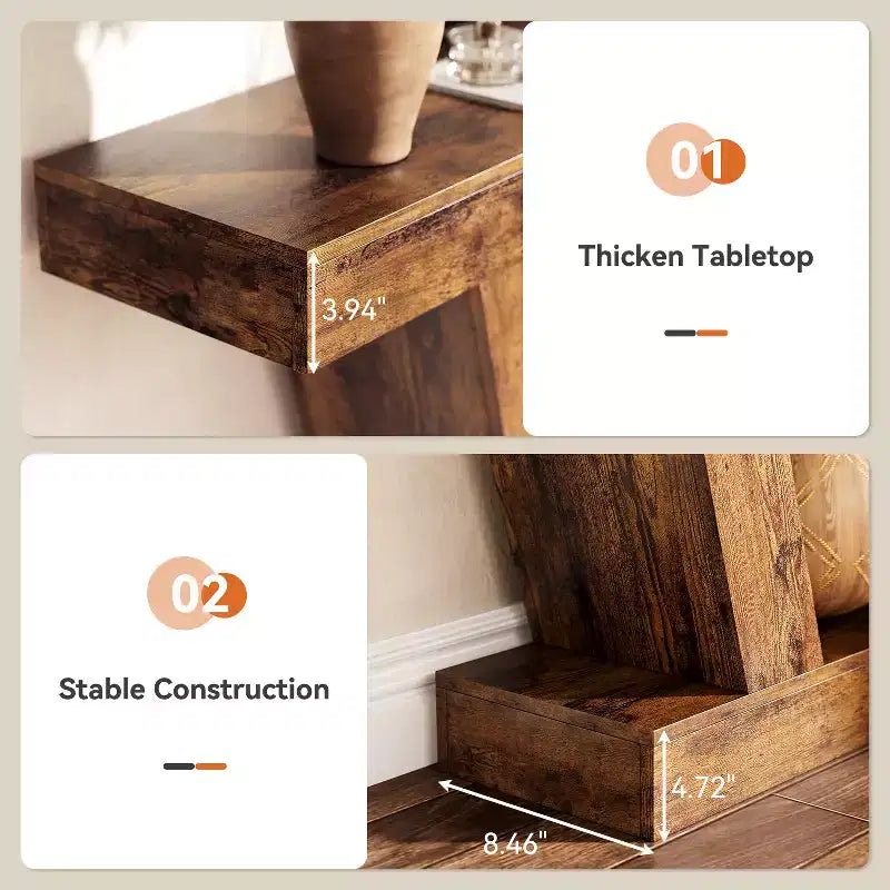 Farmhouse Extra-Long Narrow Console Table, 2-Tier Sofa Table Behind Couch, Entryway Accent Table for Hallway, Foyer & Living Room