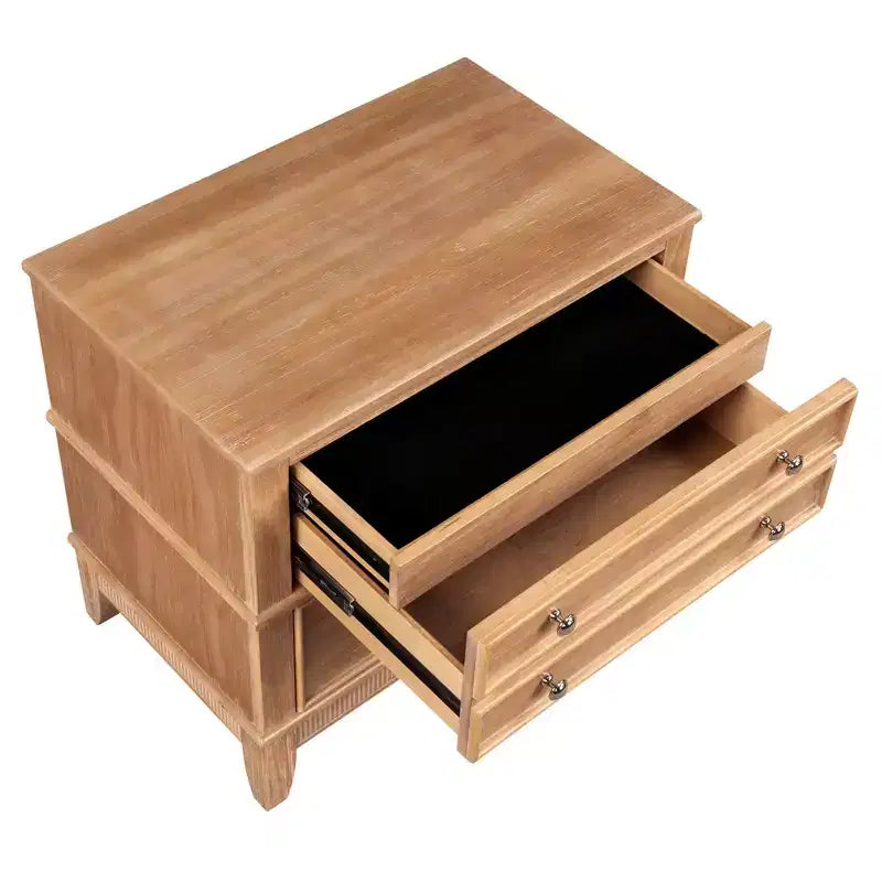 GDFStudio Bellic Rustic Wood Nightstand with 3-Drawer (Set of 2)