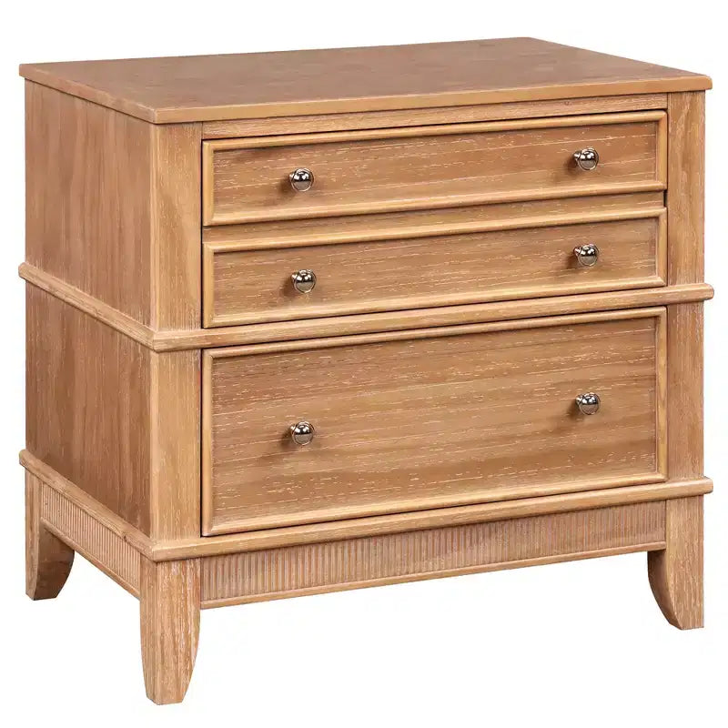 GDFStudio Bellic Rustic Wood Nightstand with 3-Drawer (Set of 2)
