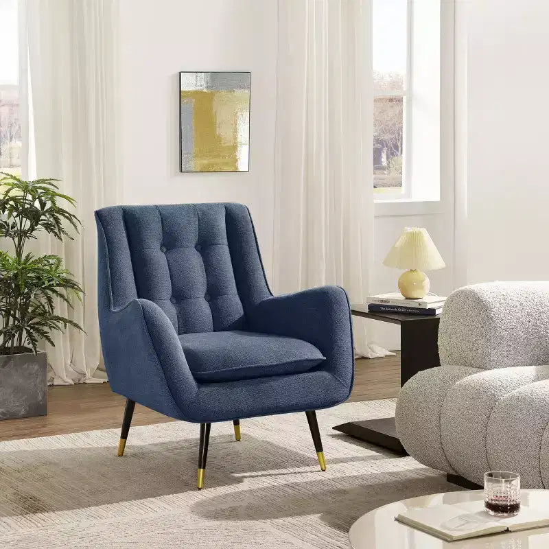 Art Leon Comfortable Fabric Accent Chair with Armrest and Button-tufted Back