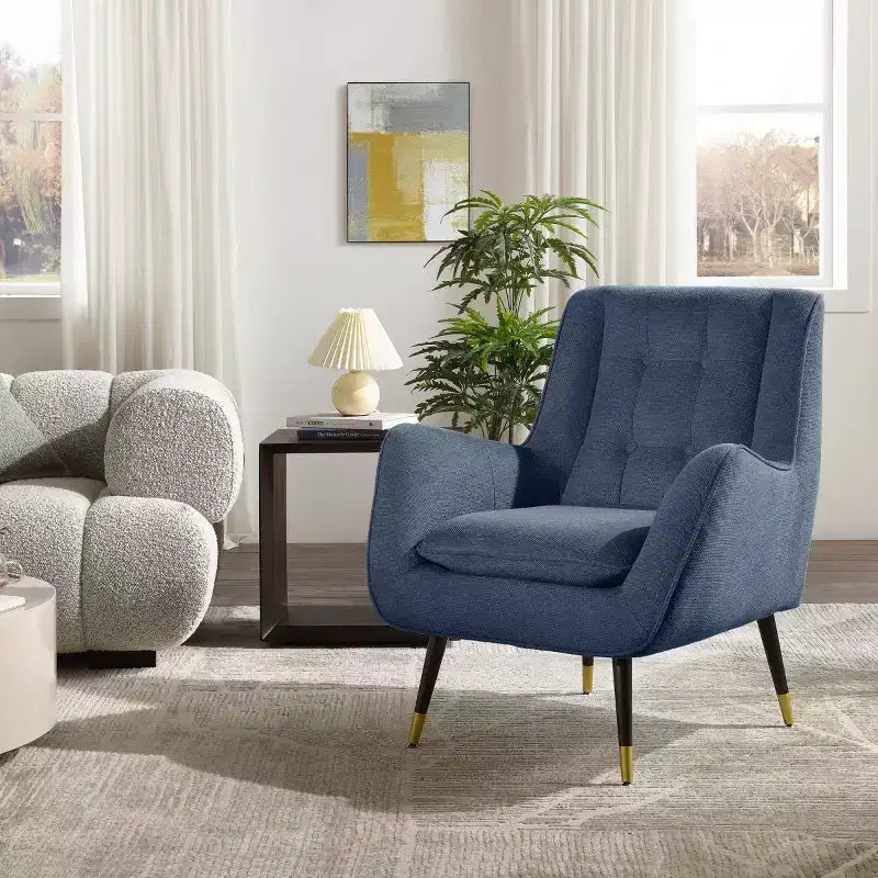 Art Leon Comfortable Fabric Accent Chair with Armrest and Button-tufted Back
