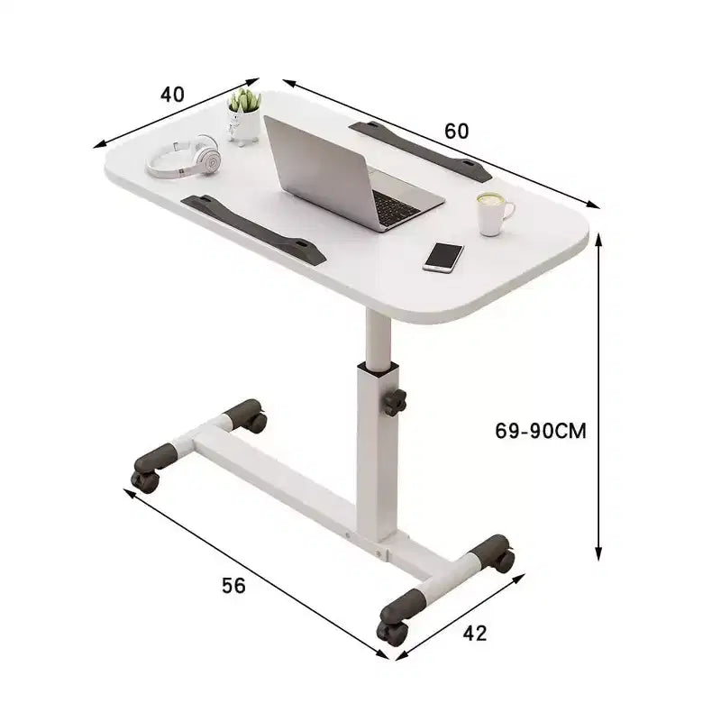 TROPOW Side Table with Wheels, Laptop Table, Height Adjustable, Computer Table, Laptop Table, PC Table