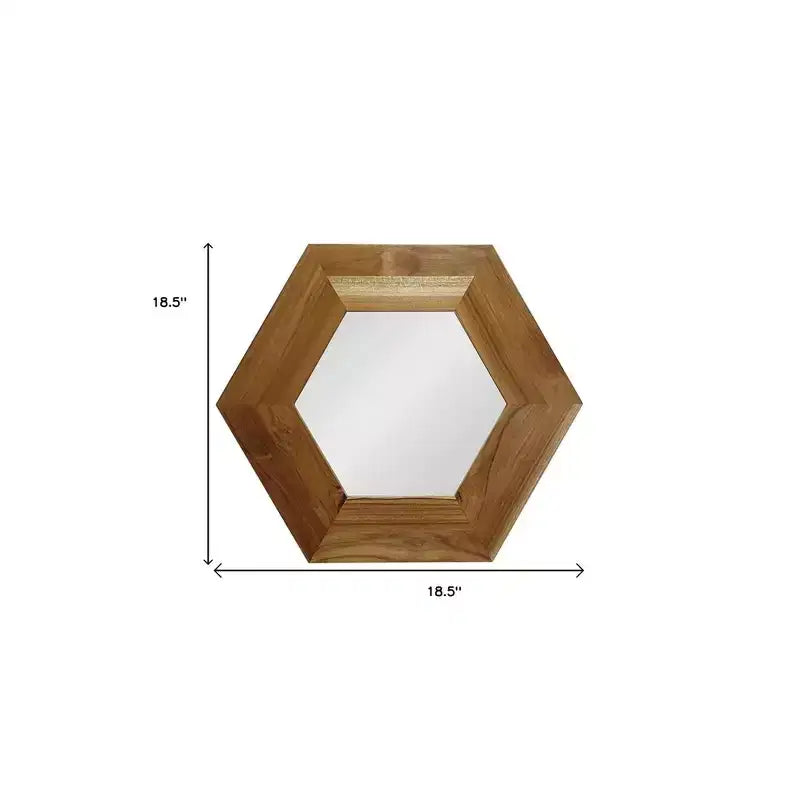 HomeRoots 19 Natural Hexagon Solid Wood Framed Accent Mirror
