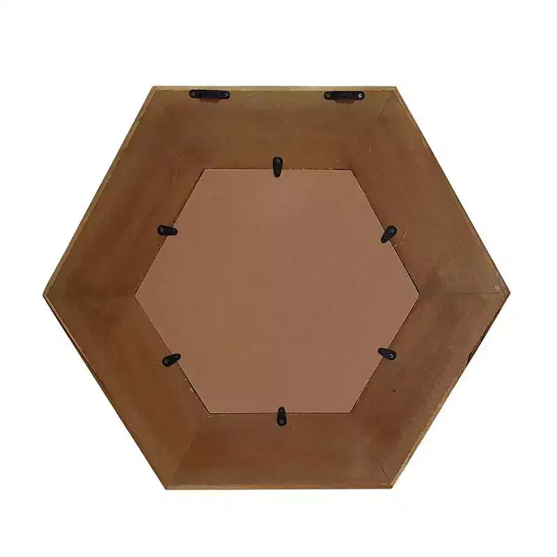 HomeRoots 19 Natural Hexagon Solid Wood Framed Accent Mirror