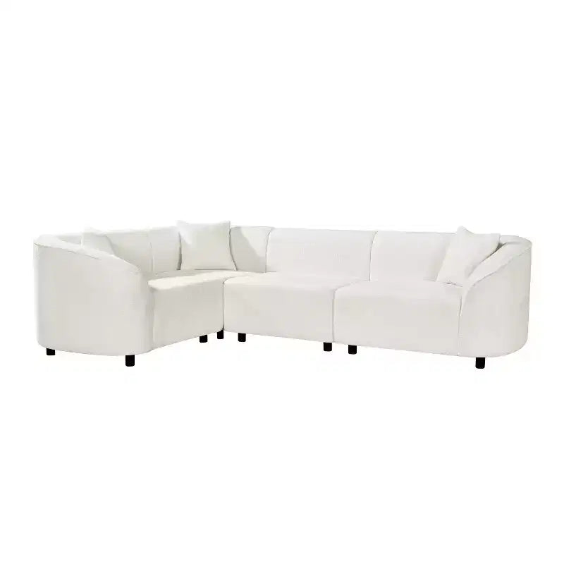 104 L-Shaped Curved SectionalPremium Boucl Upholstery and Sculptural Four-Seat Luxury for Spacious Living