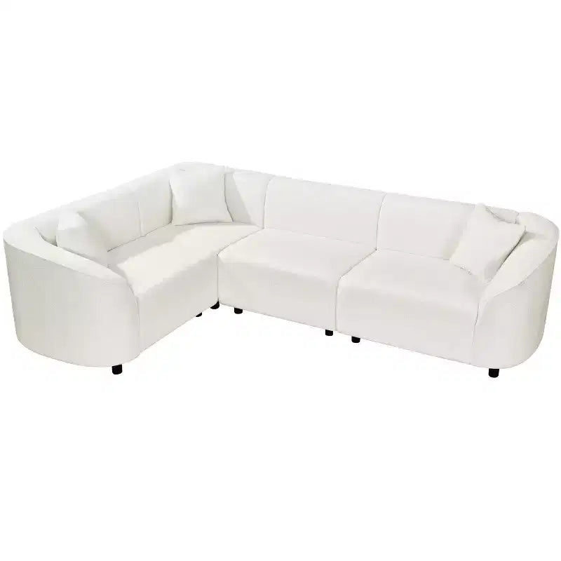 104 L-Shaped Curved SectionalPremium Boucl Upholstery and Sculptural Four-Seat Luxury for Spacious Living