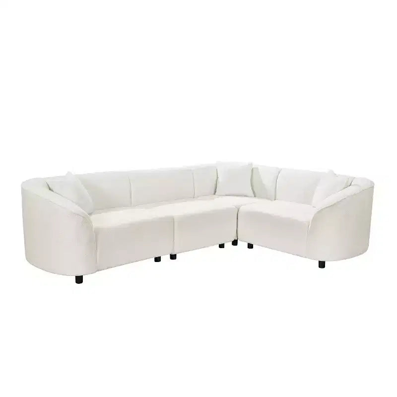 104 L-Shaped Curved SectionalPremium Boucl Upholstery and Sculptural Four-Seat Luxury for Spacious Living