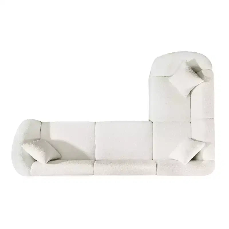 104 L-Shaped Curved SectionalPremium Boucl Upholstery and Sculptural Four-Seat Luxury for Spacious Living