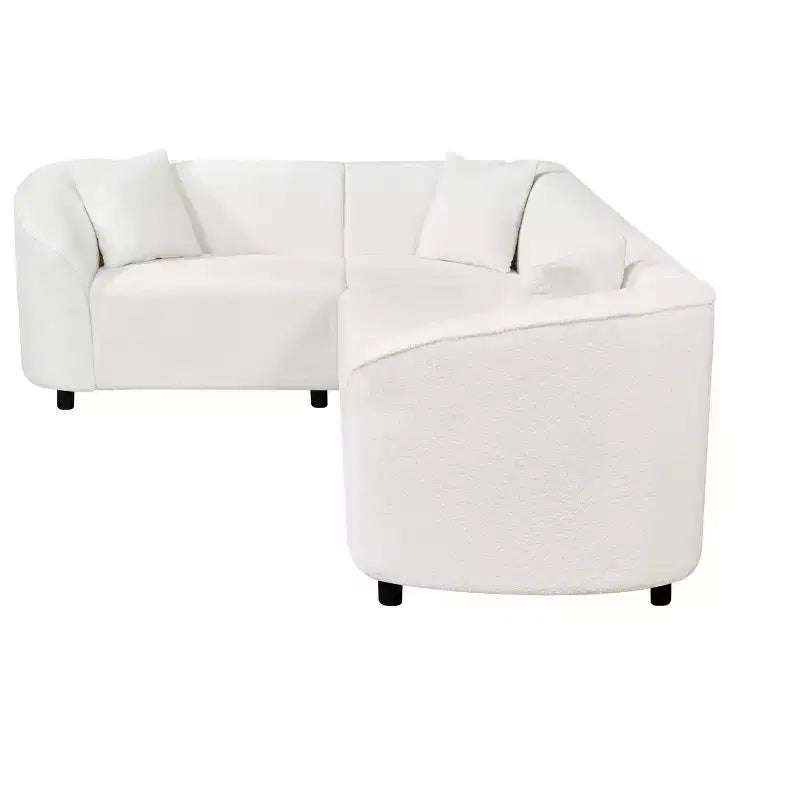 104 L-Shaped Curved SectionalPremium Boucl Upholstery and Sculptural Four-Seat Luxury for Spacious Living