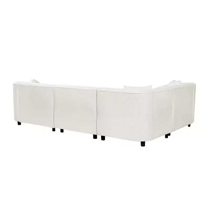 104 L-Shaped Curved SectionalPremium Boucl Upholstery and Sculptural Four-Seat Luxury for Spacious Living
