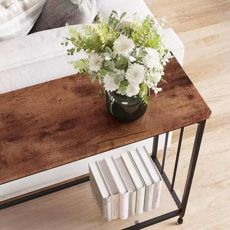 Console Table, Tempered Glass Sofa Table with Glass Shelf and Metal Frame, Narrow Couch Modern Entryway Table, Metal Frame, for Living Room, Hallway
