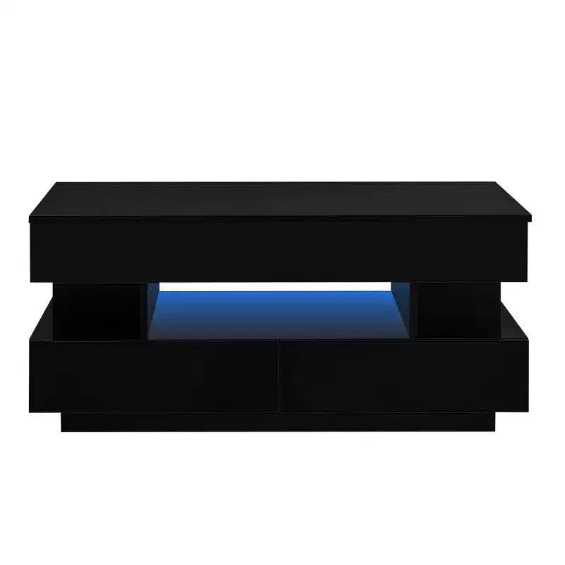 Bestier Lift Top Coffee Table with Storage, Modern LED Lighted Coffee Table with Hidden Compartment, 2 Drawers and Open Shelf for Living Room
