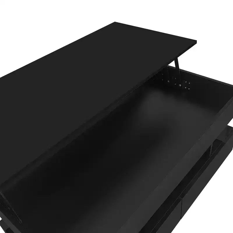 Bestier Lift Top Coffee Table with Storage, Modern LED Lighted Coffee Table with Hidden Compartment, 2 Drawers and Open Shelf for Living Room