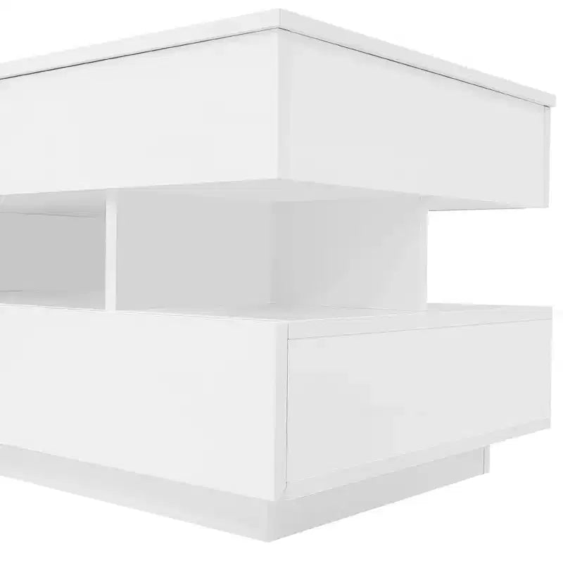 Bestier Lift Top Coffee Table with Storage, Modern LED Lighted Coffee Table with Hidden Compartment, 2 Drawers and Open Shelf for Living Room