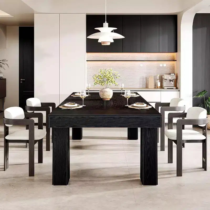 Lantine 63'' Dining Table, Modern Rectangular Kitchen Dinner Table with Heavy Duty Tapered Legs for Dining Room, Cafe, Restaurant