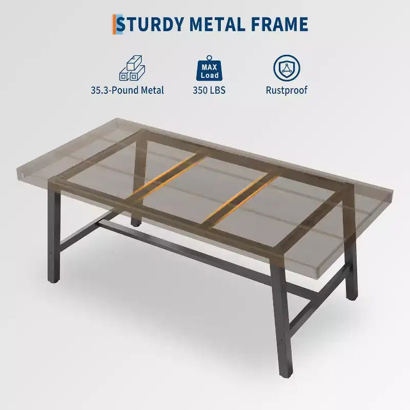 Industrial Dining Table for 4-6 People, 63in Long Wooden Kitchen Table with Sturdy Metal Frame - Seats 4-6 Rectangular Counter for Dinner