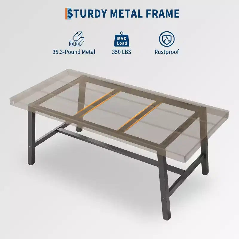 Industrial Dining Table for 4-6 People, 63in Long Wooden Kitchen Table with Sturdy Metal Frame - Seats 4-6 Rectangular Counter for Dinner