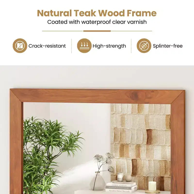 Costway 27.5 x 20 Inch Rectangle Decorative Mirror Farmhouse Wall Mirror with Shelf