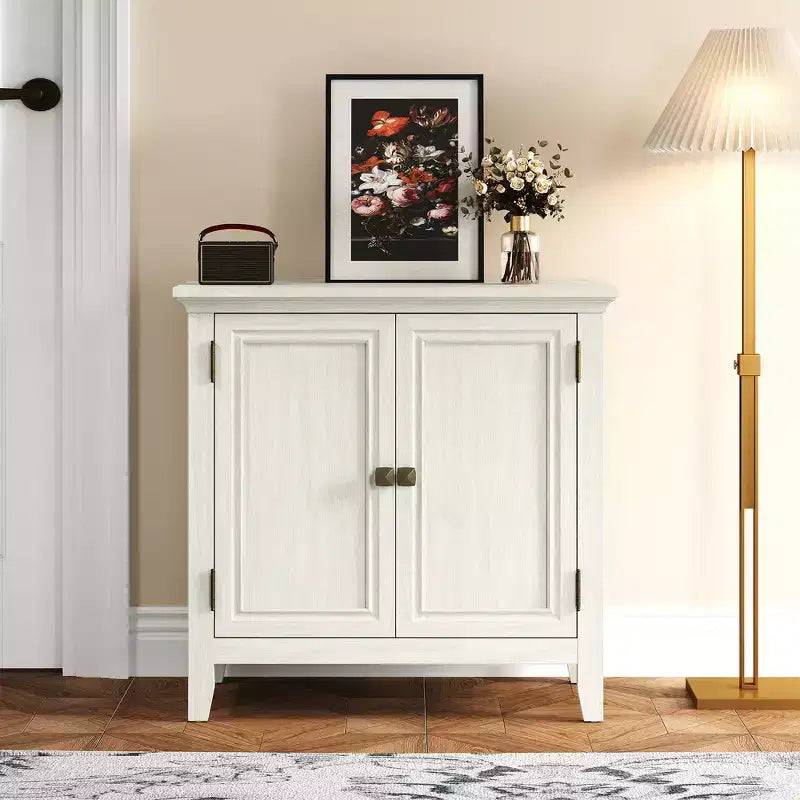Heynemo 2-Door Buffet Cabinet with Storage, Bohemian Sideboard with Adjustable Shelves, Wood Credenza Cabinet, Grayish-White Console Table Bedroom