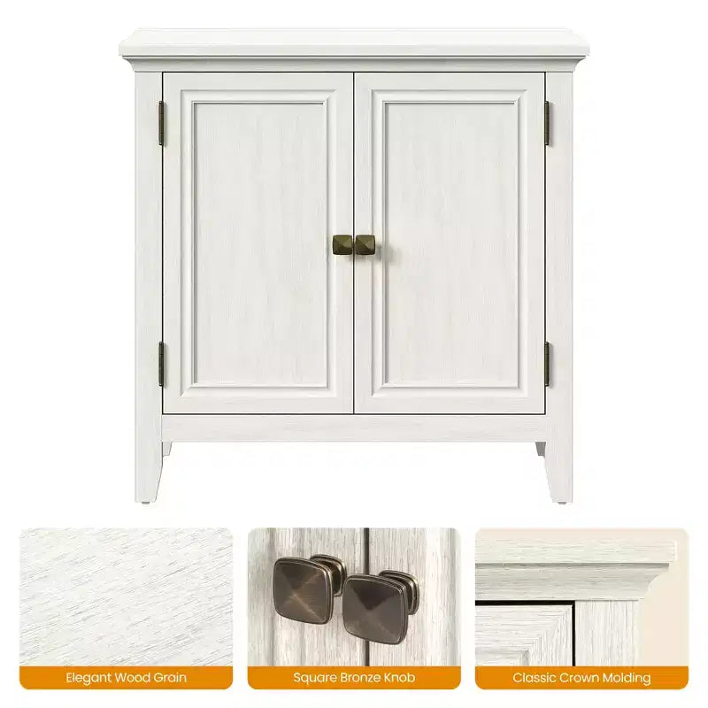 Heynemo 2-Door Buffet Cabinet with Storage, Bohemian Sideboard with Adjustable Shelves, Wood Credenza Cabinet, Grayish-White Console Table Bedroom