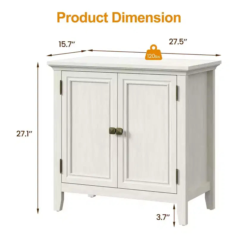 Heynemo 2-Door Buffet Cabinet with Storage, Bohemian Sideboard with Adjustable Shelves, Wood Credenza Cabinet, Grayish-White Console Table Bedroom