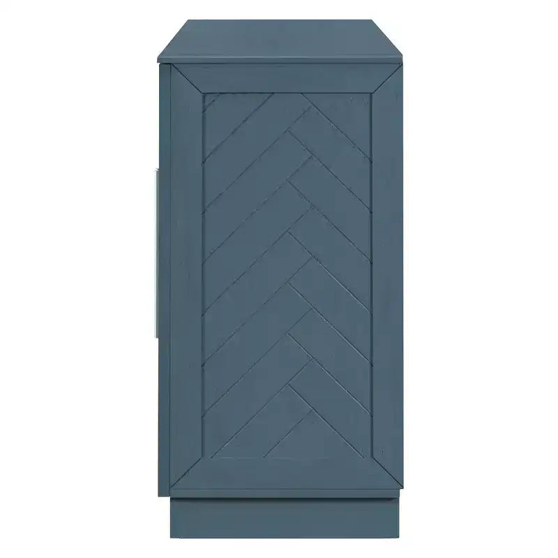 Hostack Sideboard Cabinet with Adjustable Shelves and Silver Handles for Dining & Living Room, Antique Blue