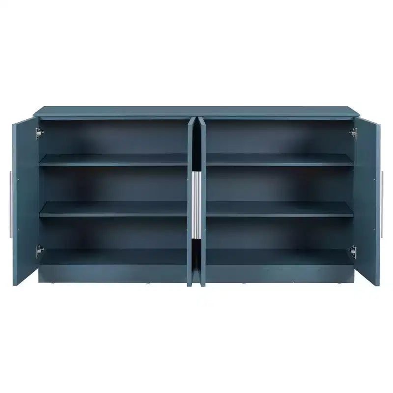 Hostack Sideboard Cabinet with Adjustable Shelves and Silver Handles for Dining & Living Room, Antique Blue