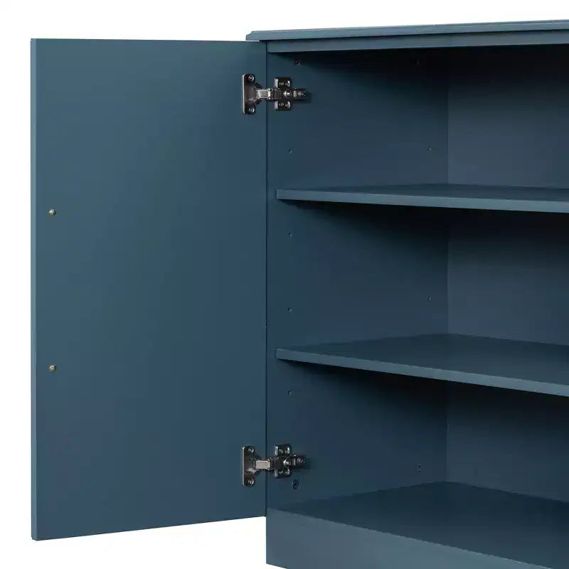 Hostack Sideboard Cabinet with Adjustable Shelves and Silver Handles for Dining & Living Room, Antique Blue