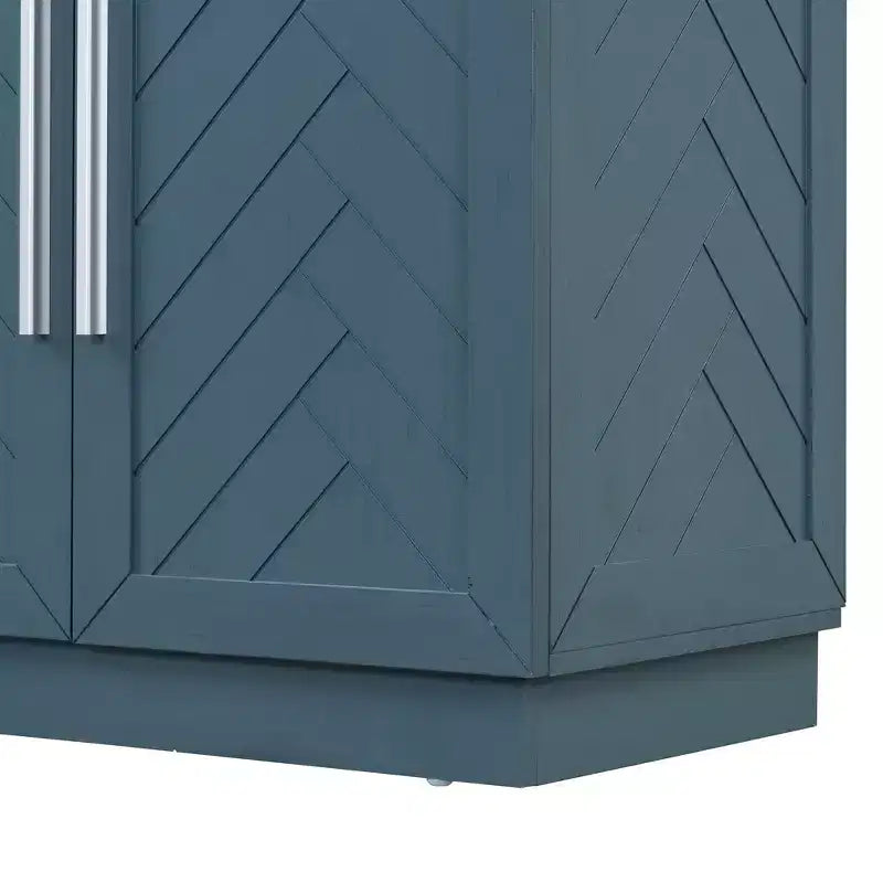 Hostack Sideboard Cabinet with Adjustable Shelves and Silver Handles for Dining & Living Room, Antique Blue