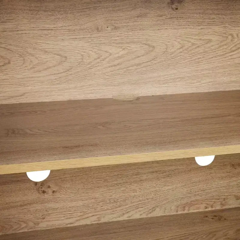 Hostack Buffet 2 portes incurvé avec garnitures dorées et portes en rotin tressé pour salle à manger, Naturel
