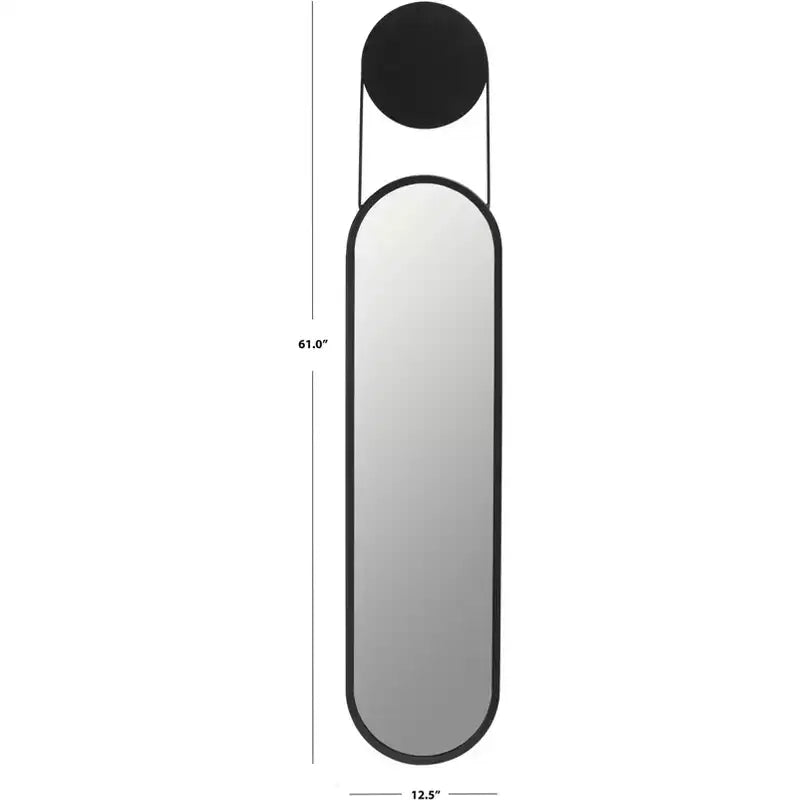 Specchio da parete rettangolare sottile, 12,5 x 61 pollici, nero opaco