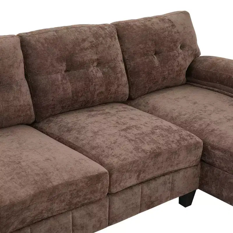 Divano sezionale a U in ciniglia ultra-morbida con doppia chaise longue