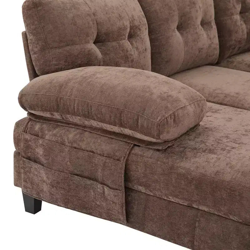 Divano sezionale a U in ciniglia ultra-morbida con doppia chaise longue