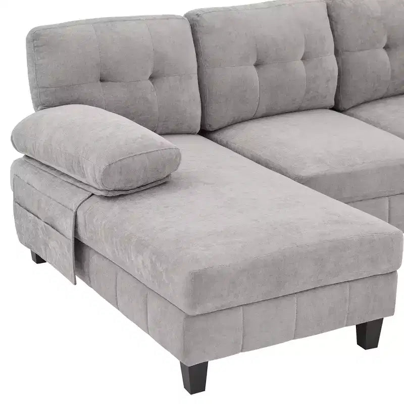 Divano sezionale a U in ciniglia ultra-morbida con doppia chaise longue