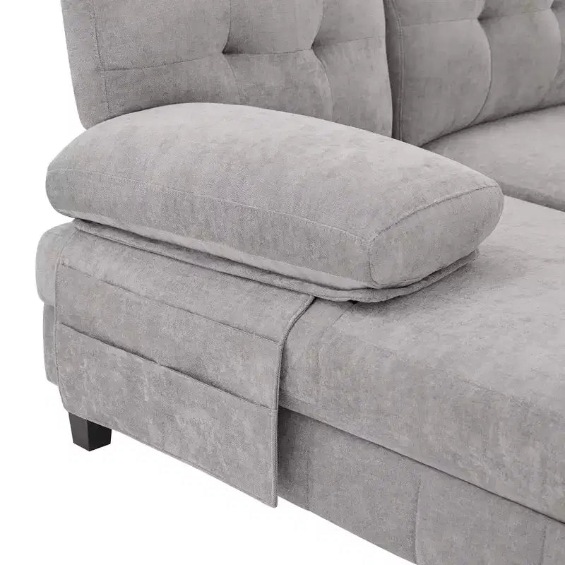 Divano sezionale a U in ciniglia ultra-morbida con doppia chaise longue