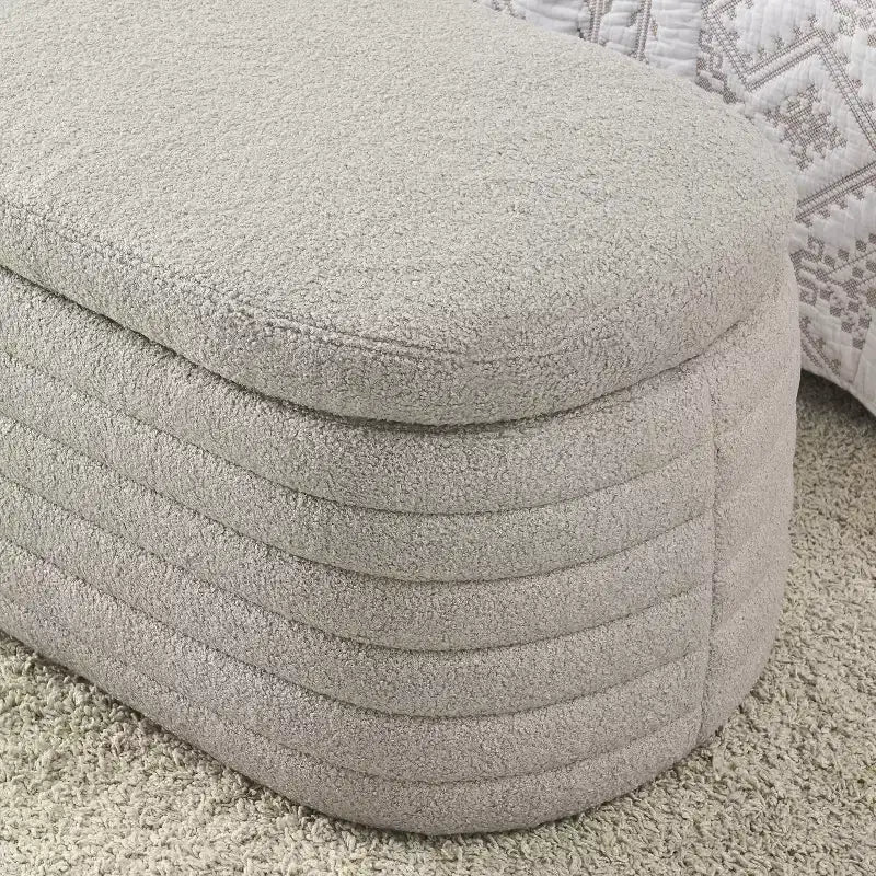 GustoWave Upholstered Modern Storage Ottoman Bench, Footrest Padded Seat with Safety Hinge, Linen Fabric, 18.5''D x 45.5''W, Grey