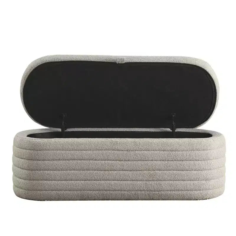 GustoWave Upholstered Modern Storage Ottoman Bench, Footrest Padded Seat with Safety Hinge, Linen Fabric, 18.5''D x 45.5''W, Grey
