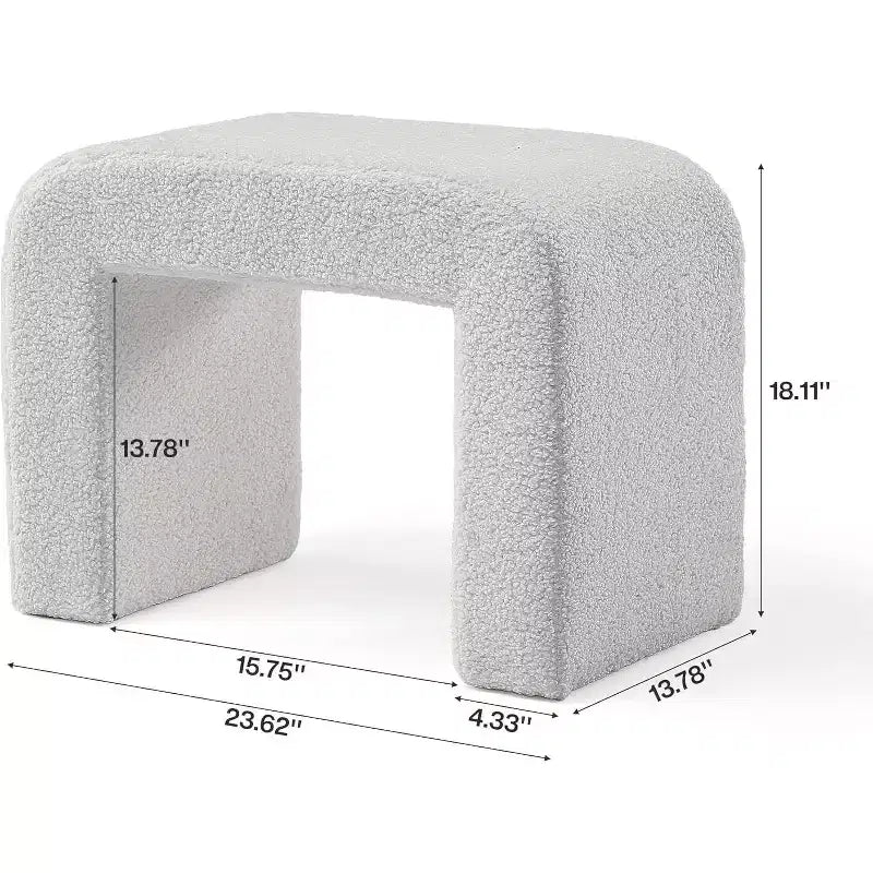 Lantine Modern Vanity Stool, Upholstered Ottoman, Arched Sofa Footrest for Living Room, Shoe Stool for Entryway, Fully Assembled