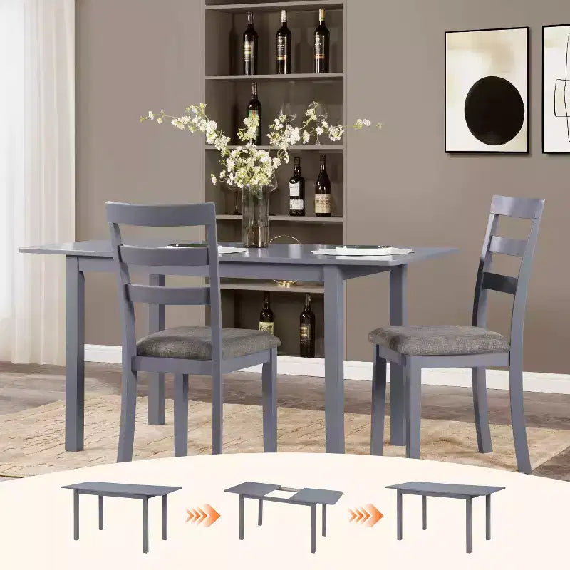59 Extendable Dining Table  Seats 4-8 |Modern Drop-Leaf Kitchen & Home Office Table for Small Spaces