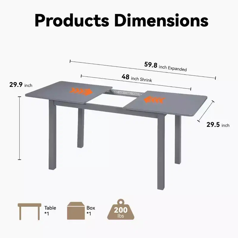 59 Extendable Dining Table  Seats 4-8 |Modern Drop-Leaf Kitchen & Home Office Table for Small Spaces