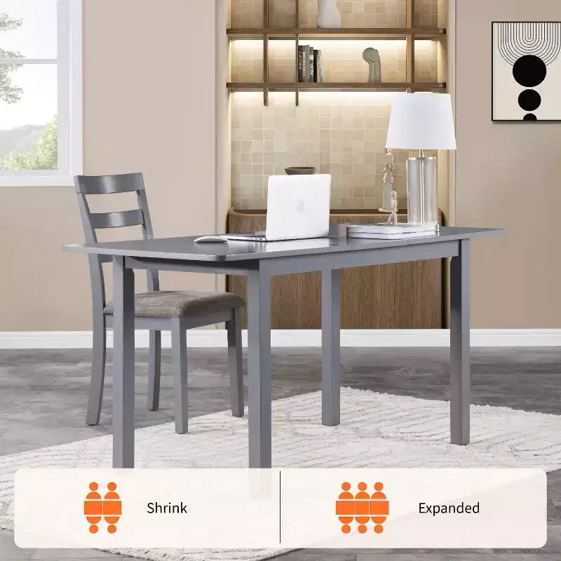 59 Extendable Dining Table  Seats 4-8 |Modern Drop-Leaf Kitchen & Home Office Table for Small Spaces