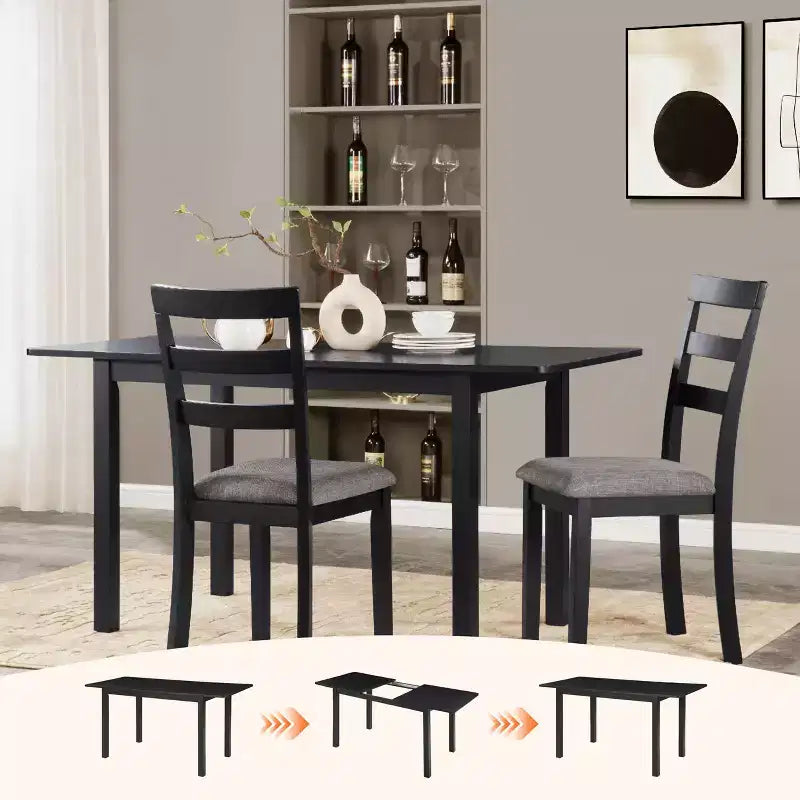 59 Extendable Dining Table  Seats 4-8 |Modern Drop-Leaf Kitchen & Home Office Table for Small Spaces