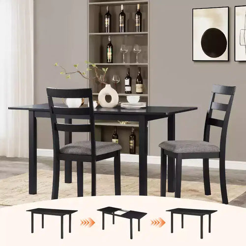 59 Extendable Dining Table  Seats 4-8 |Modern Drop-Leaf Kitchen & Home Office Table for Small Spaces