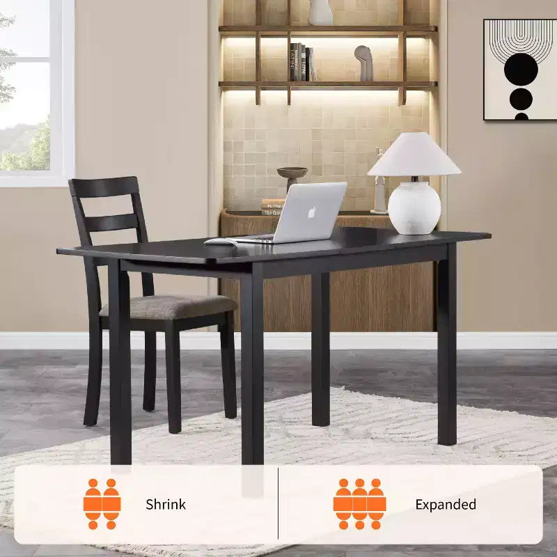 59 Extendable Dining Table  Seats 4-8 |Modern Drop-Leaf Kitchen & Home Office Table for Small Spaces
