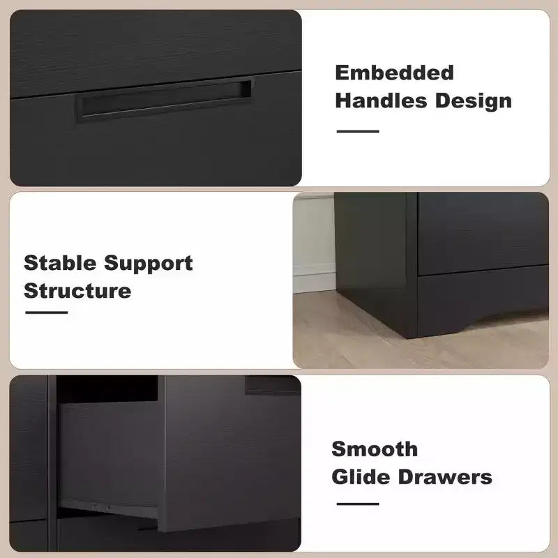 Modern 6-Drawer Dresser - Double Wide w/ Embedded Handles for Bedroom & Nursery